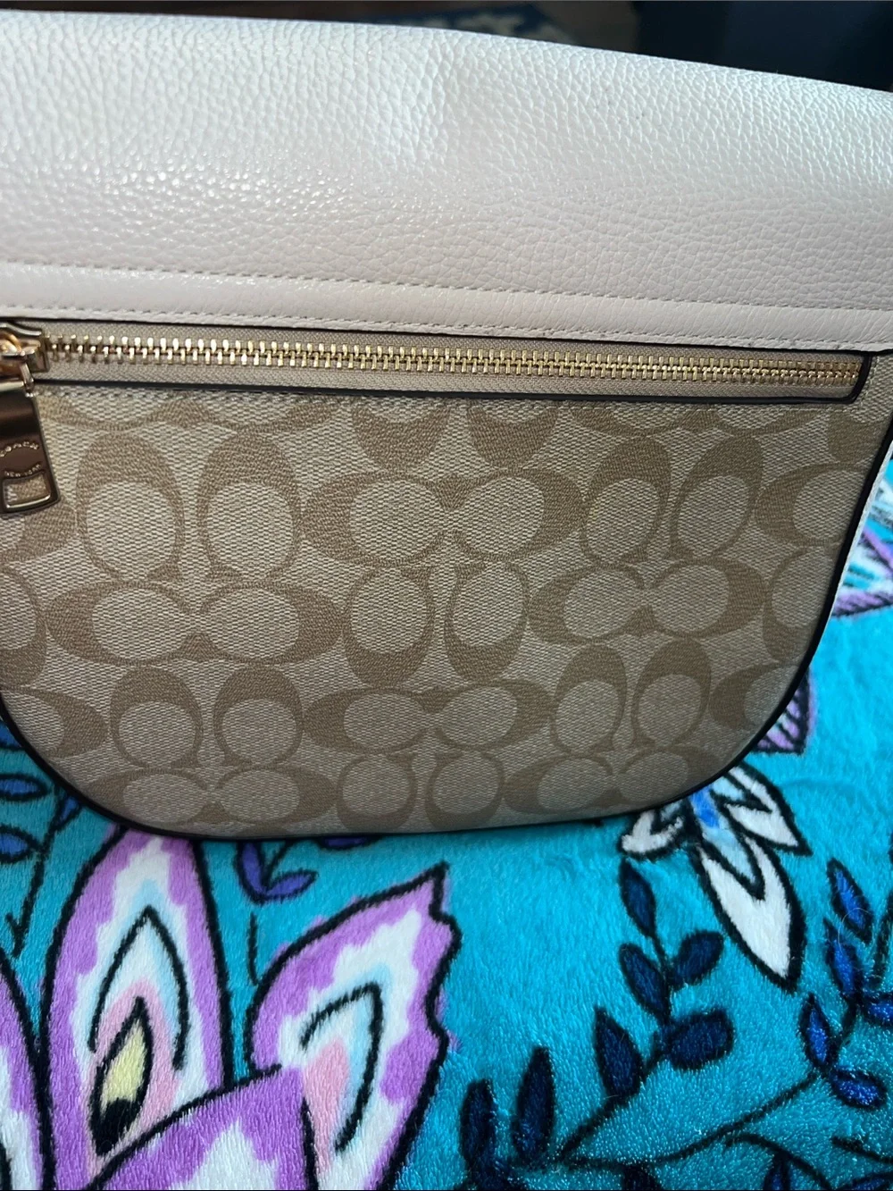Coach Two-Tone Saddle Crossbody with Buckle